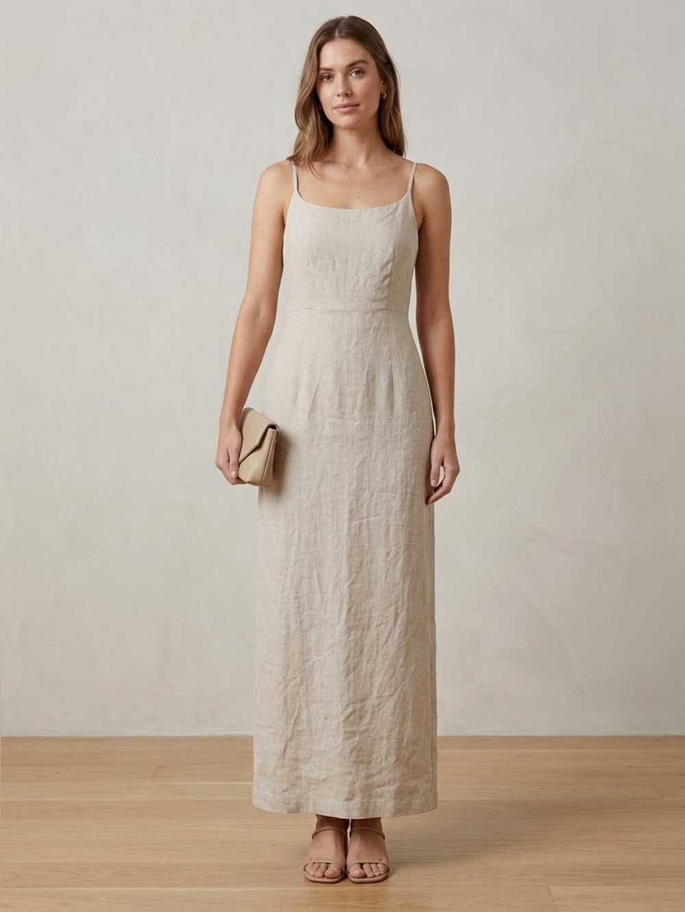 Vintage GAP Linen Maxi Slip Dress In Natural - Size 8 (Never Worn)